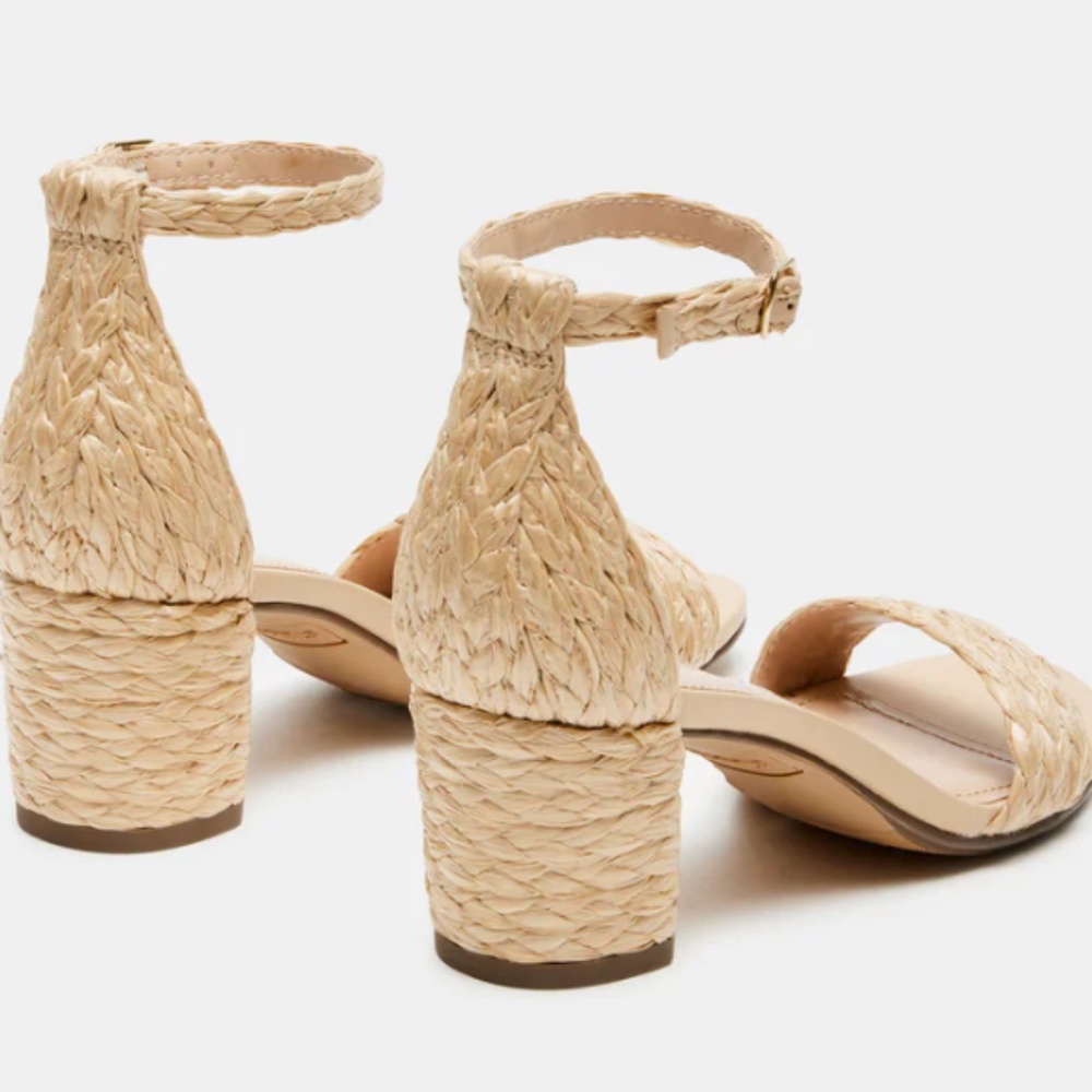 steve madden raffia sandals 8 woven heel 7 beach braided - Picture 2 of 5